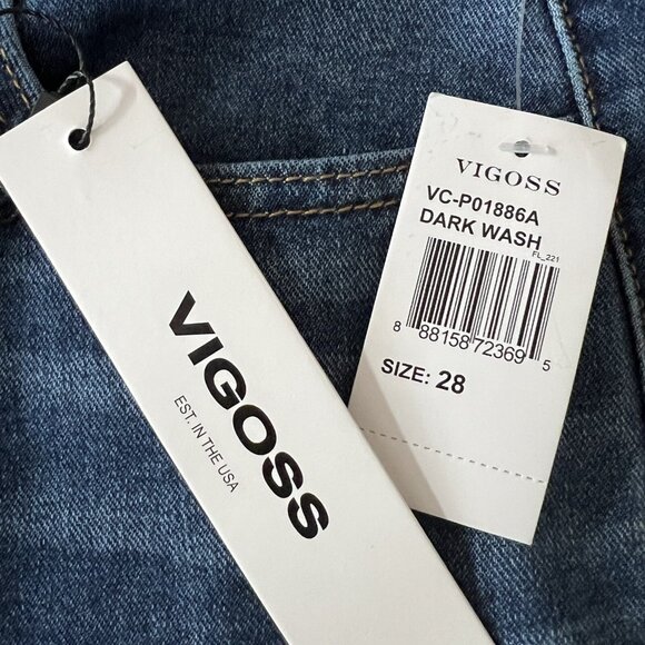 VIGOSS Womens Denim Jeans Size 28 High Rise Flare Leg Stretch Dark Wash Blue NWT - Picture 6 of 12